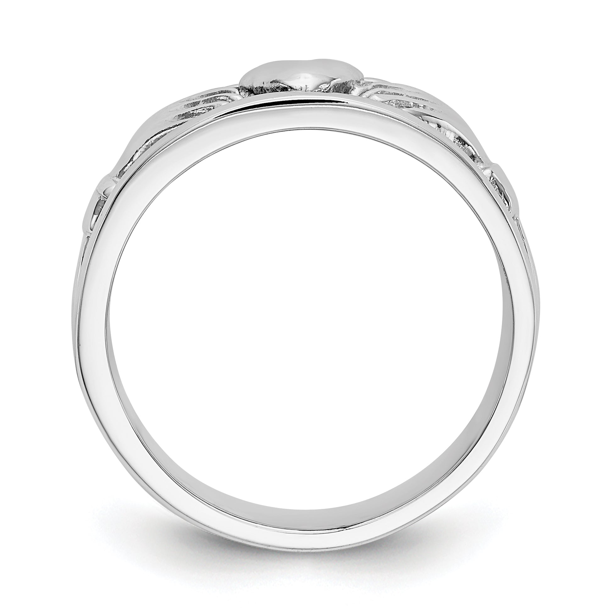 14k White Gold Claddagh Band K565