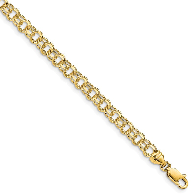 14k 4.75mm Diamond-cut Solid Heavy Double Link 7 inch Charm Bracelet DOH16
