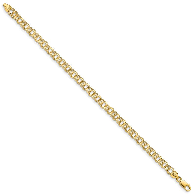 14k 4.75mm Diamond-cut Solid Heavy Double Link 7 inch Charm Bracelet DOH16