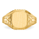14k 9.0x9.0mm Octagon Open Back Floral Signet Ring CH183