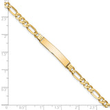 14k Polished Solid Chain/Solid Plate Flat Figaro Link 27.5x5.5mm Plate 7 inch ID Bracelet LID76