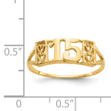 14K Quinceanera 15 with Hearts Ring R179