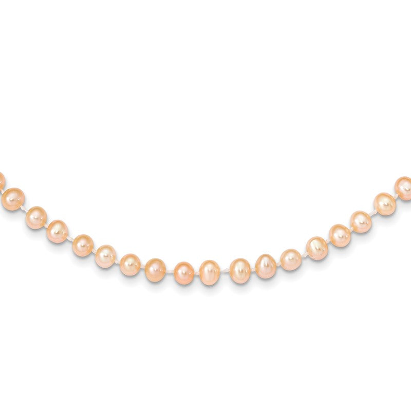 14k 5-6mm Pink Near-Round Freshwater Cultured Pearl 16 inch Necklace PPN050