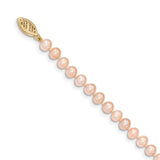 14k 5-6mm Pink Near-Round Freshwater Cultured Pearl 16 inch Necklace PPN050
