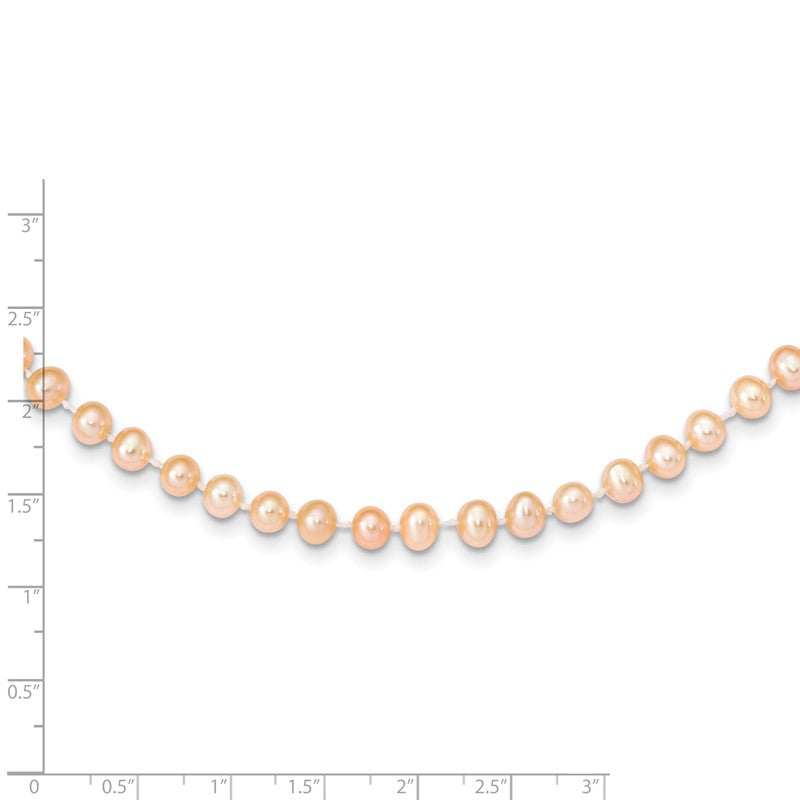 14k 5-6mm Pink Near-Round Freshwater Cultured Pearl 16 inch Necklace PPN050