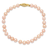 14k 5-6mm Pink Near-Round Freshwater Cultured Pearl 16 inch Necklace PPN050