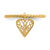 14k Dangle Filigree Heart Ring R91