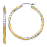 14k & Rhodium Diamond-cut 2.5mm Twisted Hoop Earrings TC436