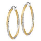 14k & Rhodium Diamond-cut 2.5mm Twisted Hoop Earrings TC436