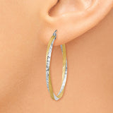14k & Rhodium Diamond-cut 2.5mm Twisted Hoop Earrings TC436