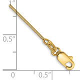 14K 10 inch .8mm Round Snake with Lobster Clasp Anklet SNA060