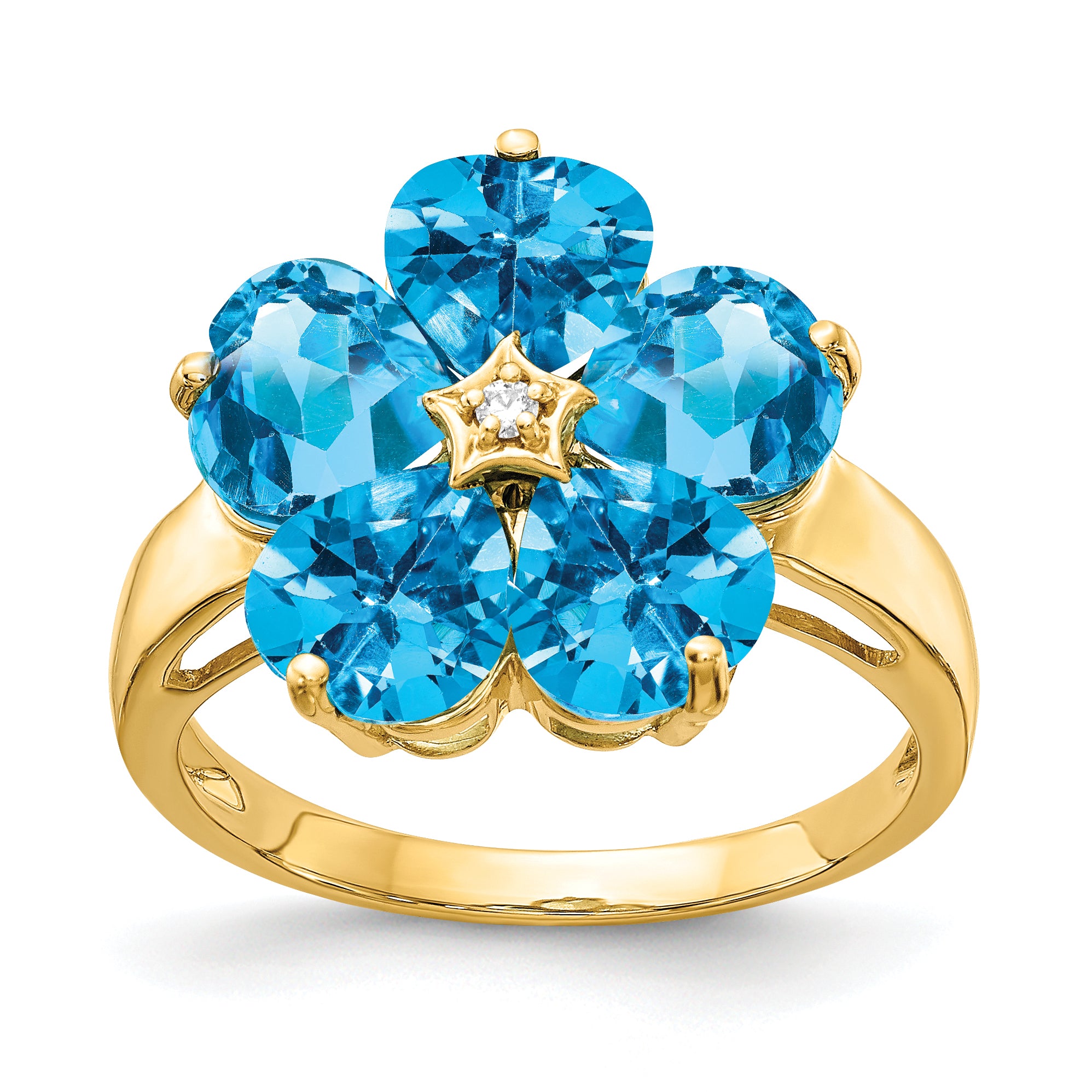 14k 6mm Heart Blue Topaz A Diamond ring Y4583BT/A