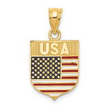 14k Enameled USA Flag Shield Pendant K5402