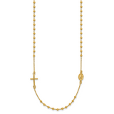 14k Polished Cross and Miraculous Medal Beaded Rosary Design 16 inch Necklace SF2504