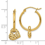 14K Moveable Heart Hoop Earrings TL749