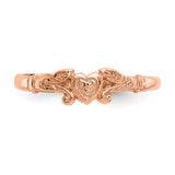 14K Rose Gold Textured Mini Heart Size 1 Baby / Childs Ring K5793