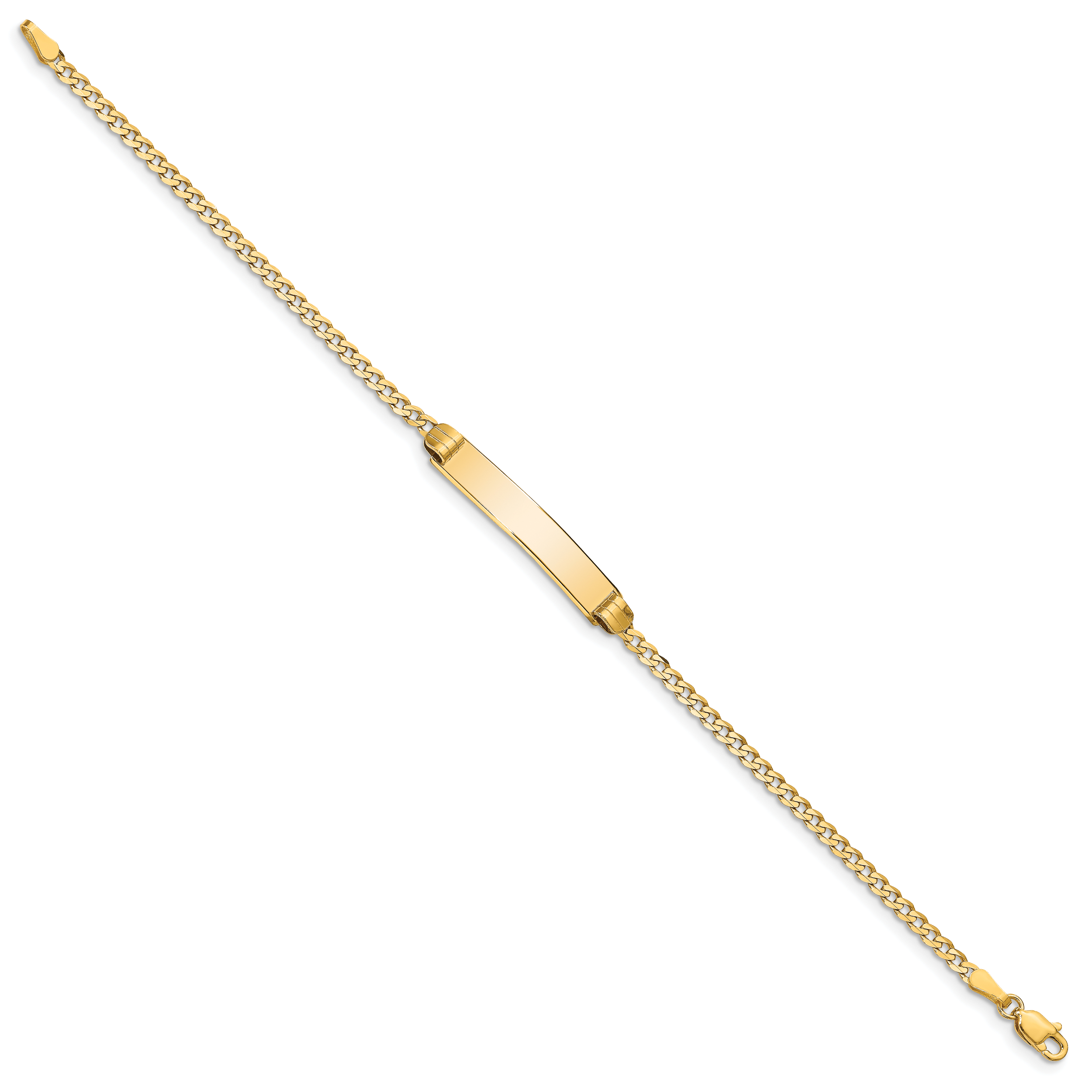 14k Polished Solid Chain/Solid Plate Curb Link 25x5mm Plate 7 inch ID Bracelet CUR75ID