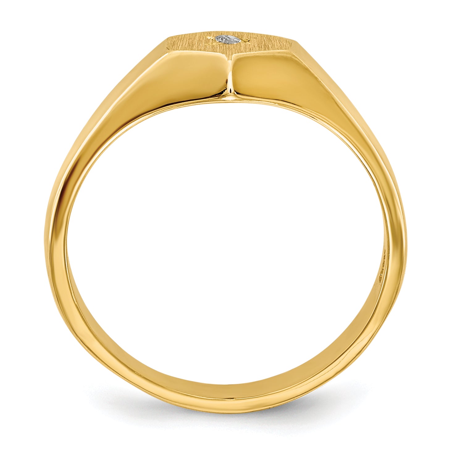 14k .02 carat AA Diamond 5.0x5.0mm Open Back Size 3 Childs Hexagonal Signet Ring RS656AA