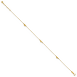 14k Polished Diamond-cut Triple Puffed Hearts 9 inch Plus 1 inch Extender - Total 10 inch Anklet ANK287