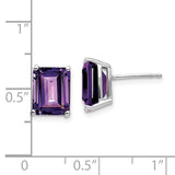 14k White Gold 9x7mm Emerald-Cut Amethyst Post Earrings XE68WAM