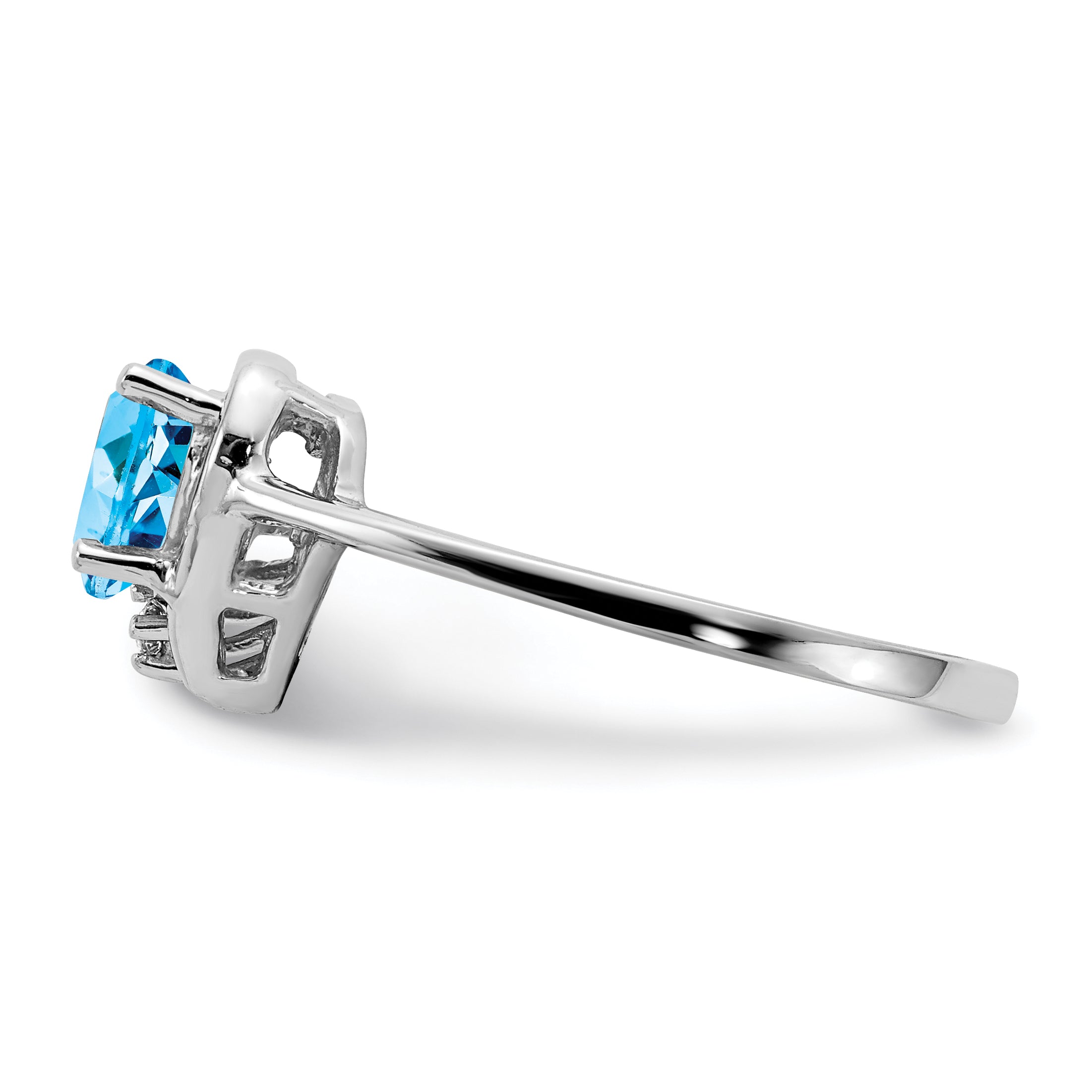 14k White Gold 6mm Heart Blue Topaz and A Diamond Ring Y2234BT/A