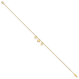 14k Three Heart Dangles 9 inch Plus 1 inch Extender - Total 10 inch Anklet ANK233