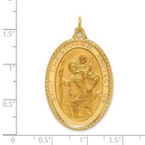 14K Polished and Satin Solid Beaded Edge St. Christopher Medal Oval Pendant XR1800