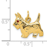 14k Ruby Eye Scottie Dog Charm A0845