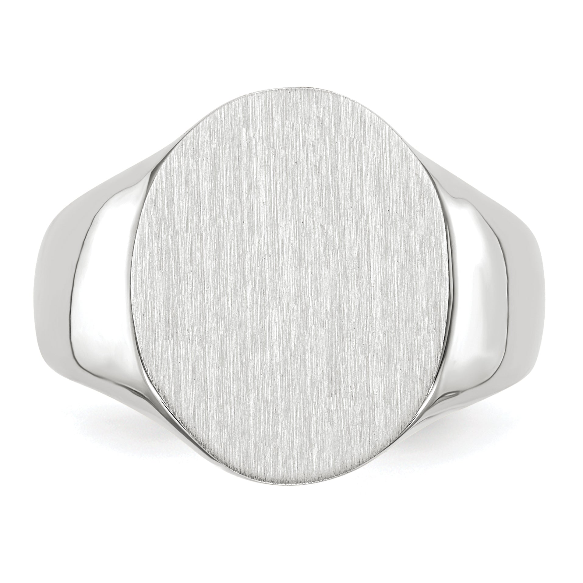 14k White Gold 15.0x18.5mm Closed Back Mens Signet Ring RS551