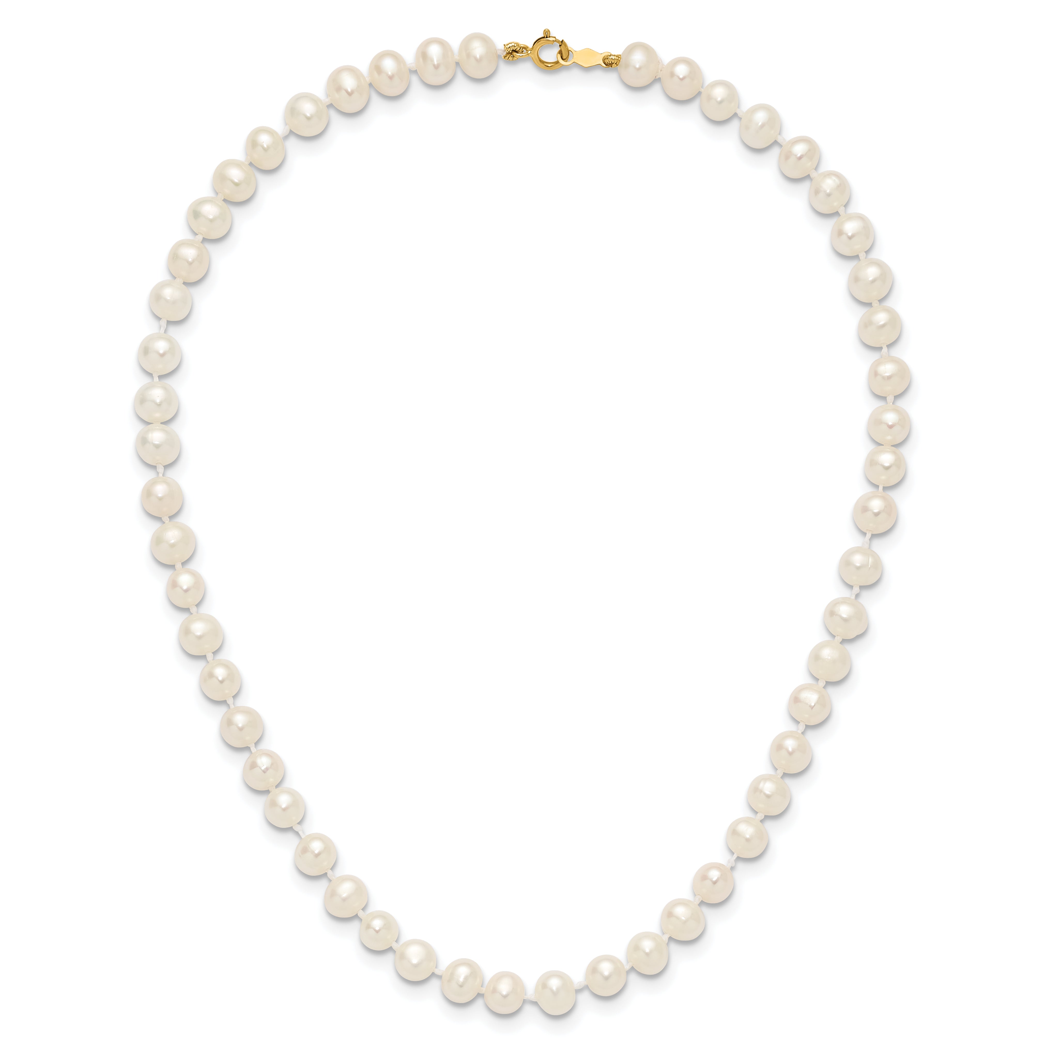 14k 5-6mm White Semi-Round Freshwater Cultured Pearl 12 inch Necklace XF452
