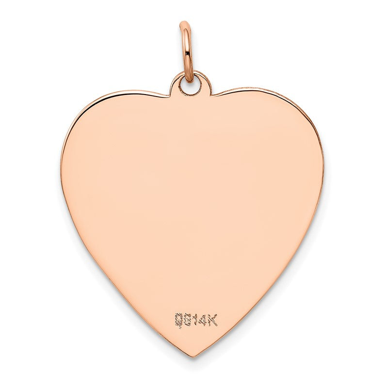14K Rose Gold Polished Engravable 25mm Heart Disc Pendant XAC812