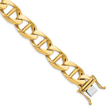 14K White Gold 20 inch 12.5mm Hand Polished Fancy Anchor Link with Box Catch Clasp Chain LK104