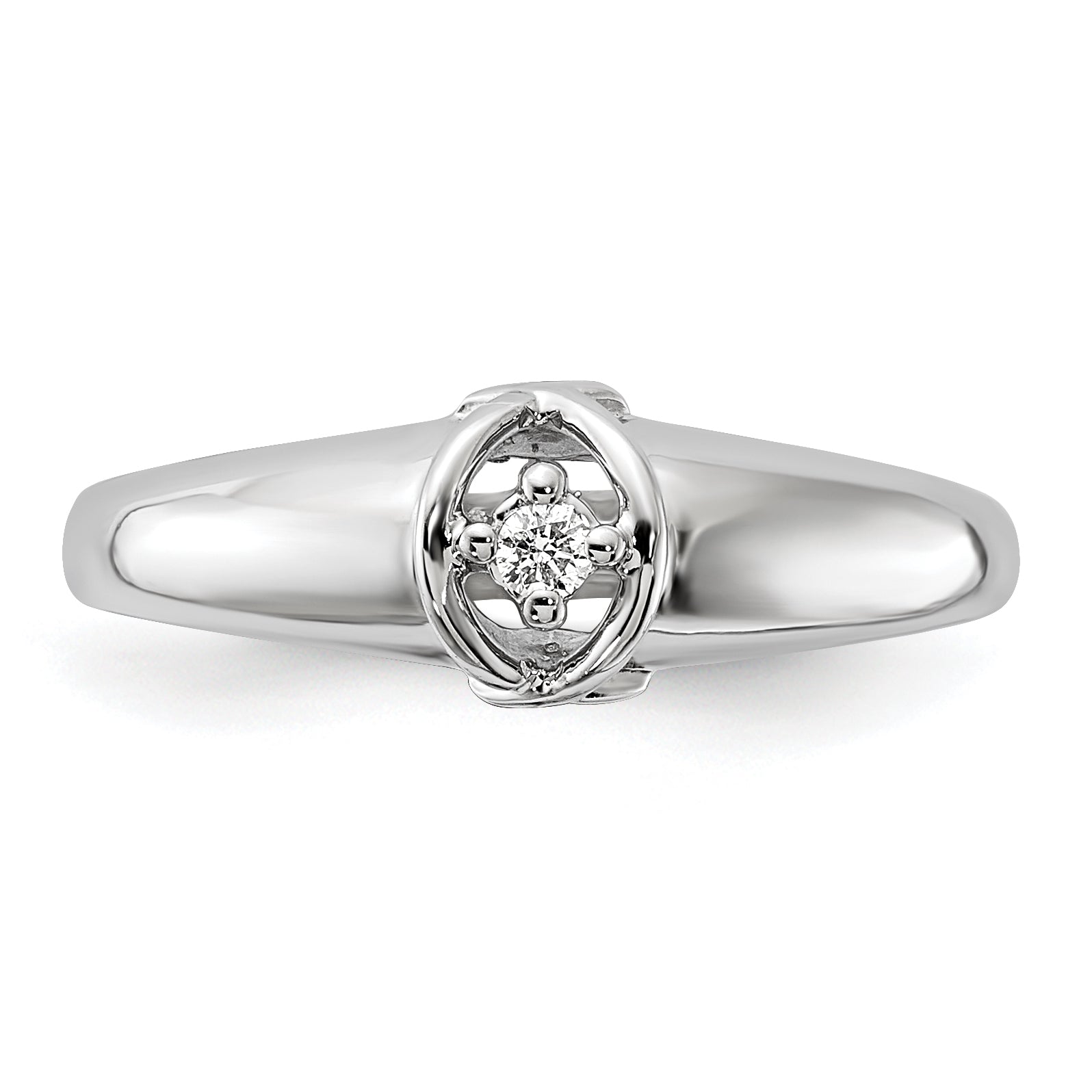 14k White Gold Polished AA Diamond Ring Y1686AA