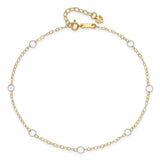 14k Two-tone Circles 7-Station 9 inch Plus 1 inch Extender - Total 10 inch Anklet ANK184
