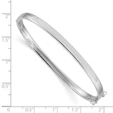 14k White Gold Polished 4.00mm Hinged Oval Bangle Bracelet DB499