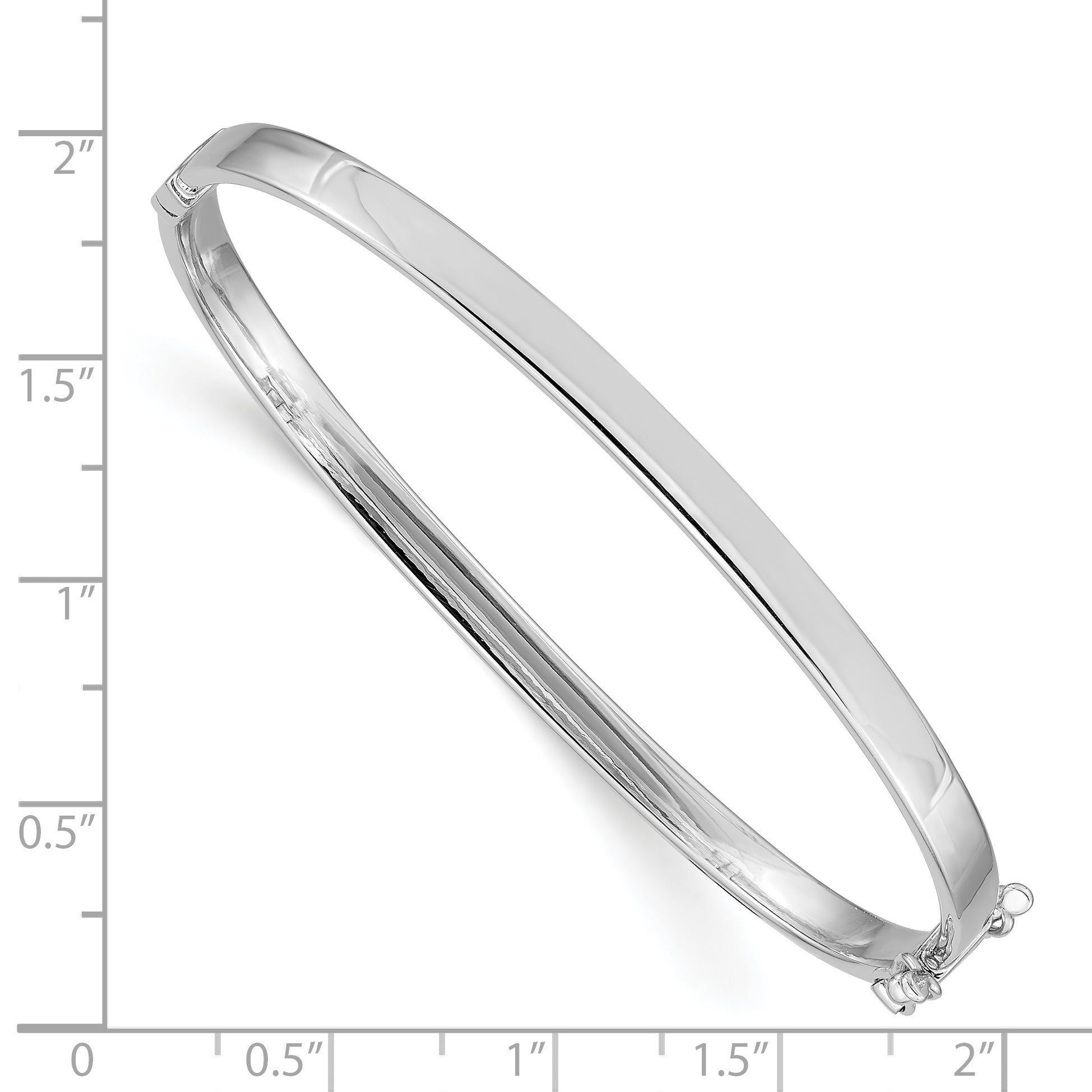 14k White Gold Polished 4.00mm Hinged Oval Bangle Bracelet DB499