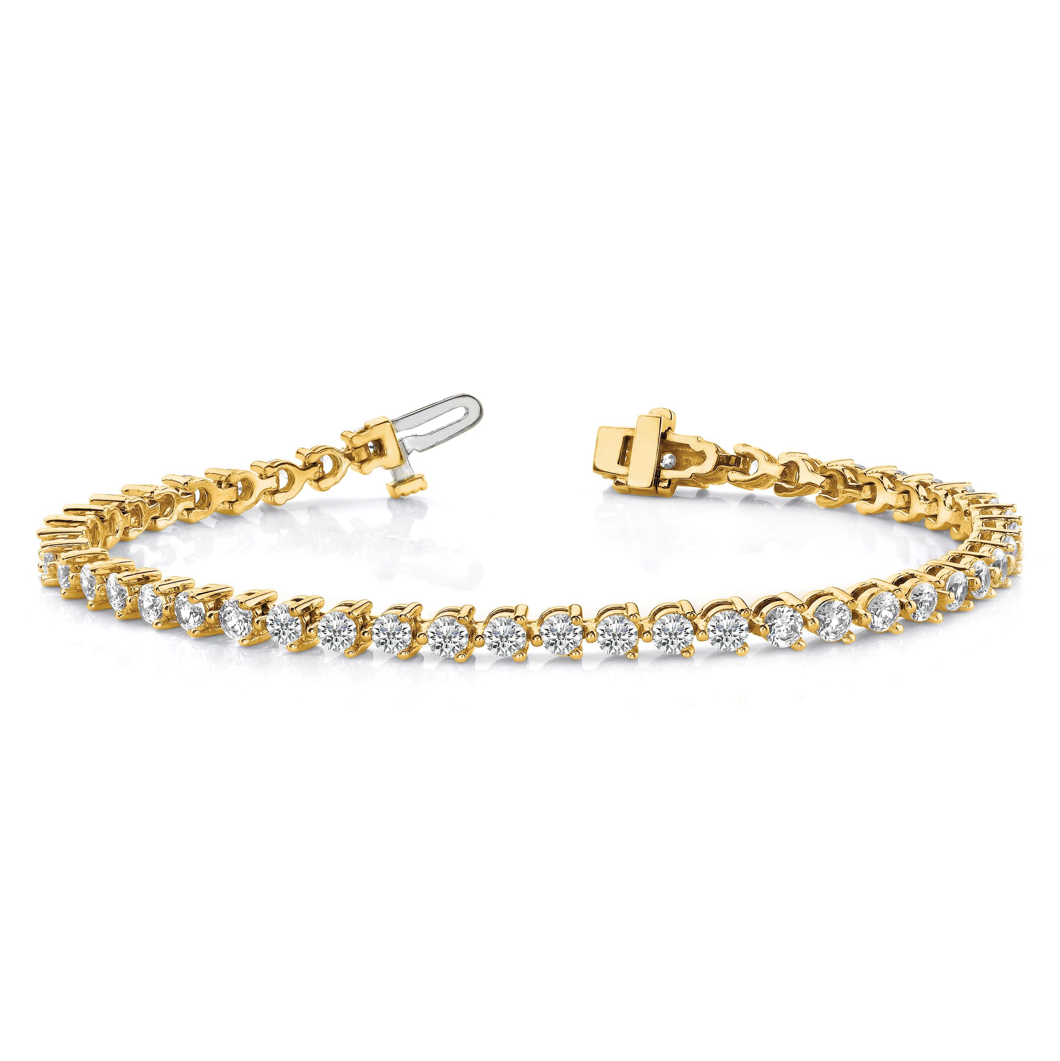 14k Complete 2.4 carat Round AA Diamond 3-prong 7 inch Tennis Bracelet X2837AA