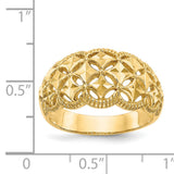 14K Diamond-cut Scalloped Edge Pattern Dome Ring K4620