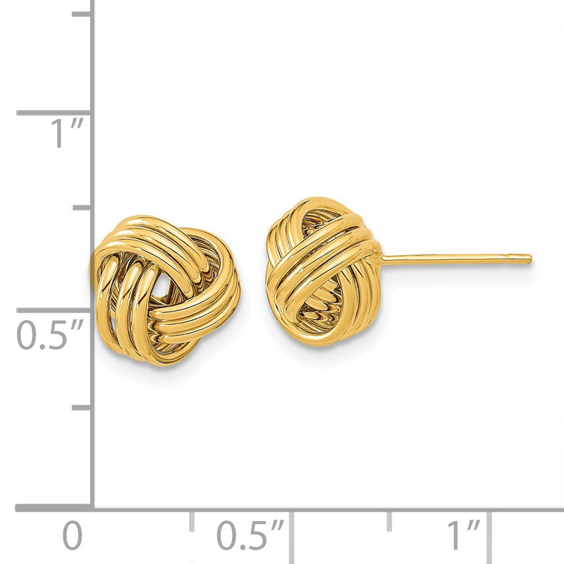 14k 10mm Polished Triple Love Knot Post Earrings TL1050