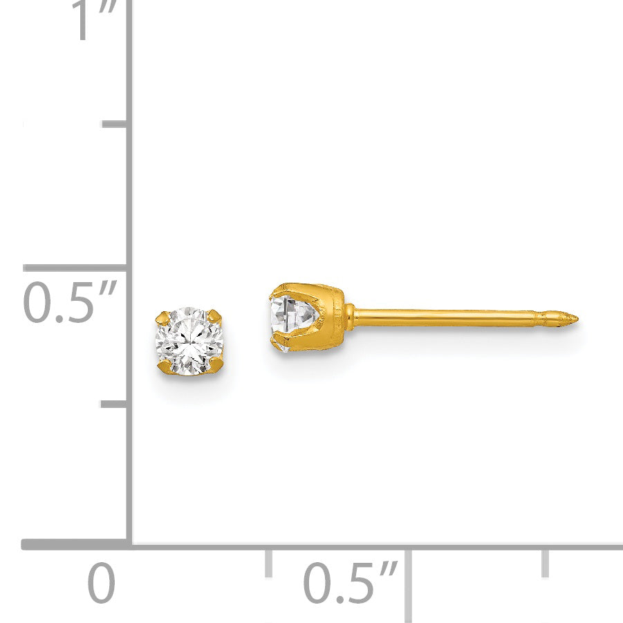 Inverness 18k 3mm CZ Post Piercing Earrings 243E
