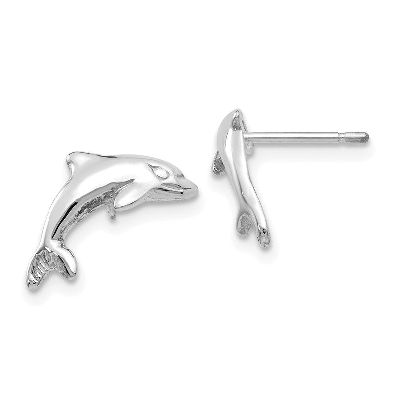 14k White Gold Dolphin Post Earrings K1403