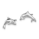 14k White Gold Dolphin Post Earrings K1403