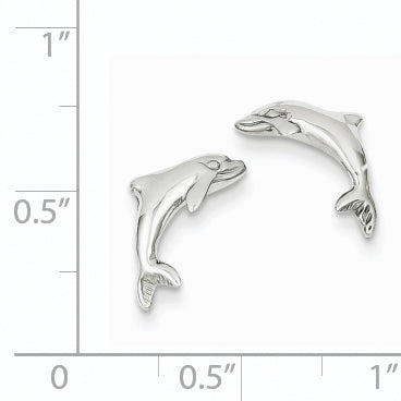14k White Gold Dolphin Post Earrings K1403