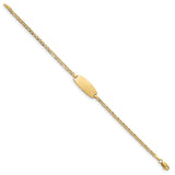 14k Polished Semi-Solid Chain/Solid Plate Anchor Link Oval 18.5x8.5mm Plate 5.5 inch Baby/Child ID Bracelet DCID145