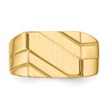 14k 13.0x11.0mm Open Back Diagonal Mens Signet Ring D1836