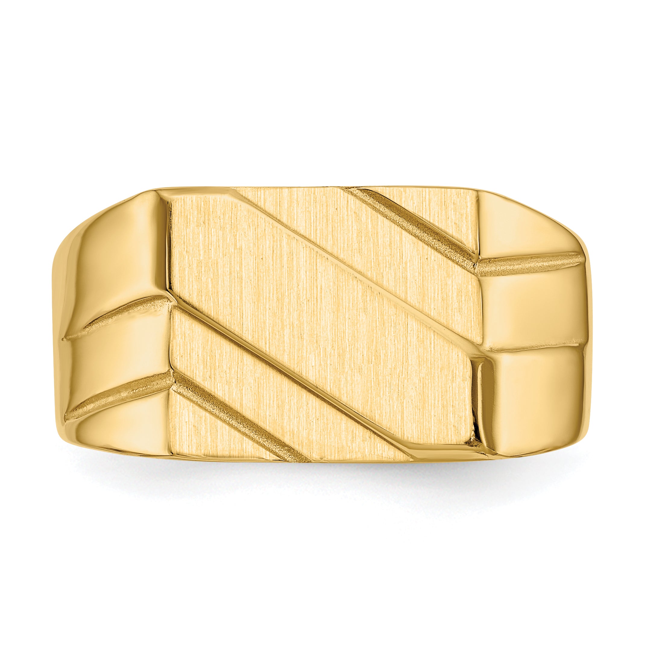 14k 13.0x11.0mm Open Back Diagonal Mens Signet Ring D1836