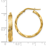 14K Satin and Polished Scalloped Edge Hoop Earrings TF866