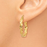 14K Satin and Polished Scalloped Edge Hoop Earrings TF866
