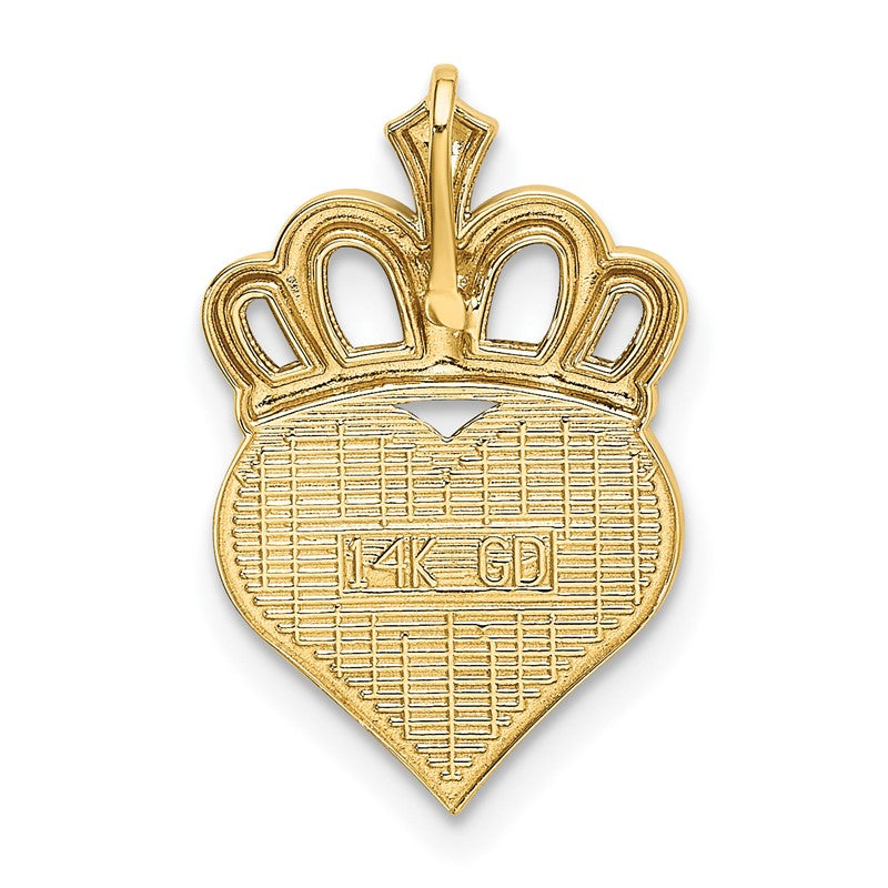 14k and White Rhodium DADDYS LITTLE GIRL Heart with Crown Chain Slide K5905
