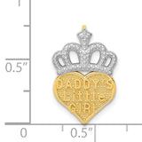 14k and White Rhodium DADDYS LITTLE GIRL Heart with Crown Chain Slide K5905